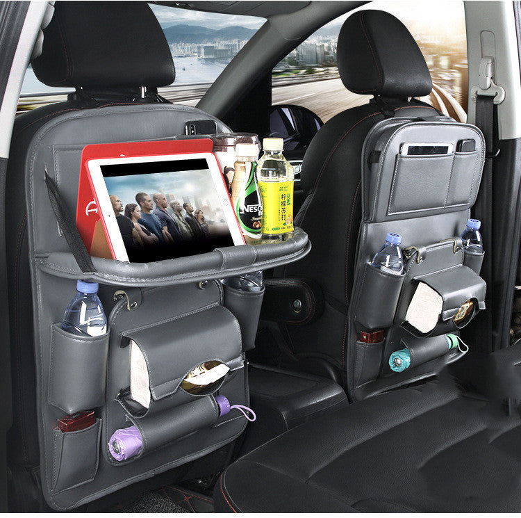 Leather Car Storage. Multifunction Seat Back Tray Hanging Bag. Waterproof Car Organizer Automotive Interior Accessories