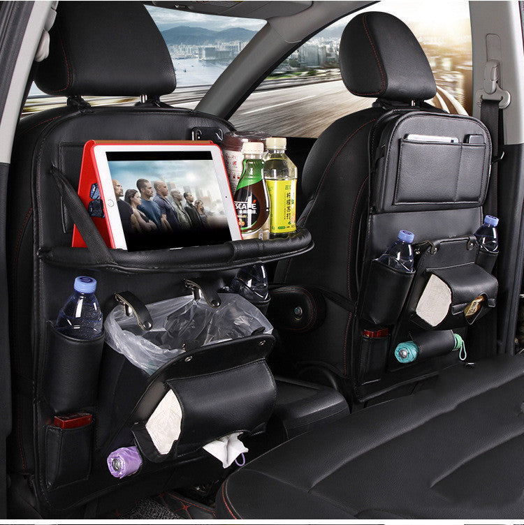 Leather Car Storage. Multifunction Seat Back Tray Hanging Bag. Waterproof Car Organizer Automotive Interior Accessories