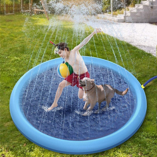 Non-Slip Splash Pad For Kids And Pet Dog. Pool Summer Outdoor Water Toys Fun Backyard Fountain Play Mat