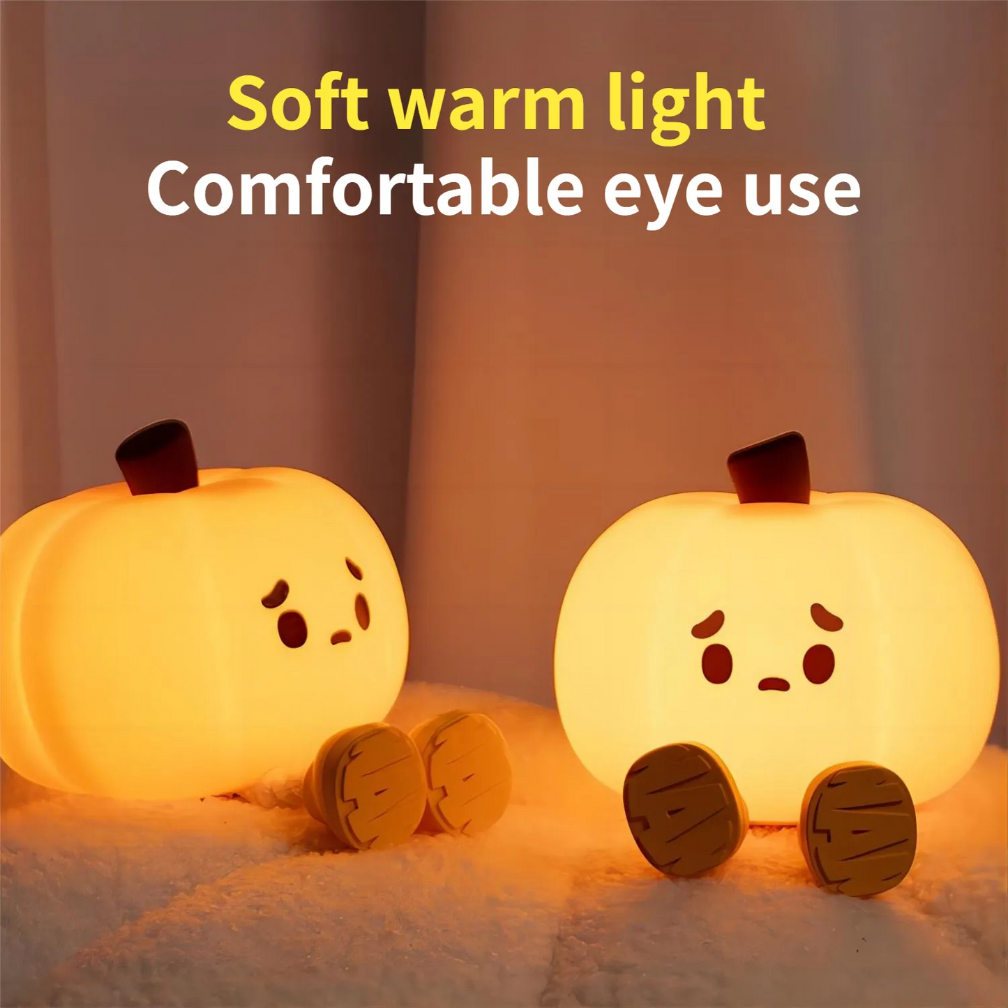 Home Decor Pumpkin Night Light. Cute Soft Silicone Lamp Touch. Dimmable Rechargeable Bedside Decor Light. Gifts Halloween and Fall Decorations