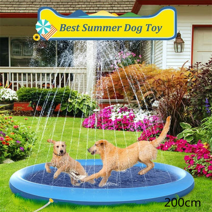 Non-Slip Splash Pad For Kids And Pet Dog. Pool Summer Outdoor Water Toys Fun Backyard Fountain Play Mat