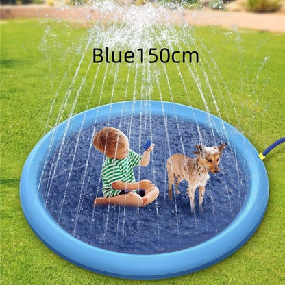 Non-Slip Splash Pad For Kids And Pet Dog. Pool Summer Outdoor Water Toys Fun Backyard Fountain Play Mat