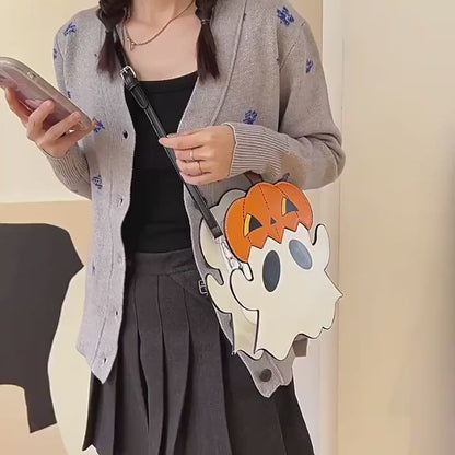 Halloween Shoulder Bags. Creative 3D Cartoon Pumpkin Boo Design Cute Bag. Cell Phone Purses Novelty Candy Crossbody Bags